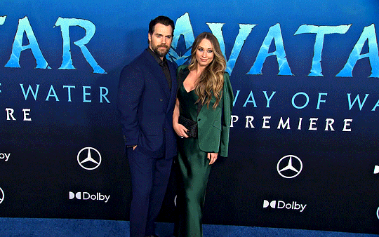 Henry Cavill, left, and Natalie Viscuso arrive at the U.S.premiere