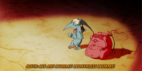 YARN, - We are worms! Worthless worms! - We are worms! Worthless worms!, Hercules, Video clips by quotes, e1ee661e