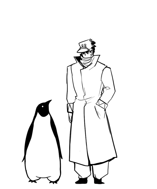 penguins holding hands sketch