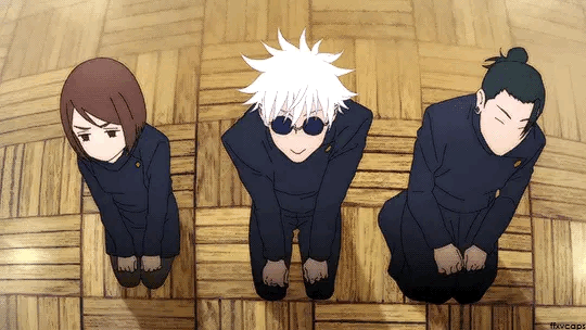 JUJUTSU KAISEN SUPREMACY on X: look at this merch of our jjk main trio and  gojo posing in height order it's so cute  / X