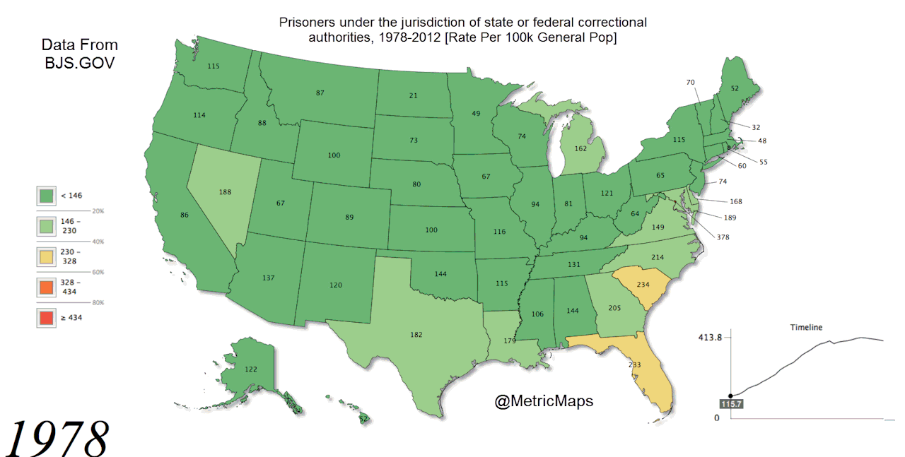 US Prison Population, 1978-2014 - Maps On The Web