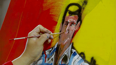 David Choe paints a quick portrait of Anthony Bourdain