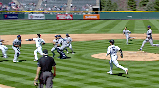 GF Baseball — Nolan Arenado charges the mound after Luis