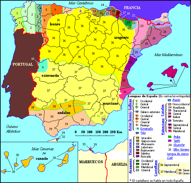 Languages And Dialects Of Spain. - Maps On The Web