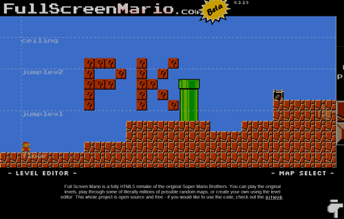Full Screen Mario, A Browser-Based HTML5 Remake of the Original 'Super Mario  Bros.
