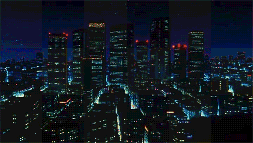anime cityscape night