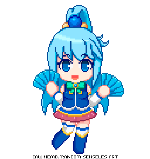 Random Senseless Art, A Pixel Art of Aqua from Konosuba Nature’s Beauty...