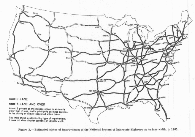 1955 Map of Plans for the US Interstate Highway... - Maps on the Web