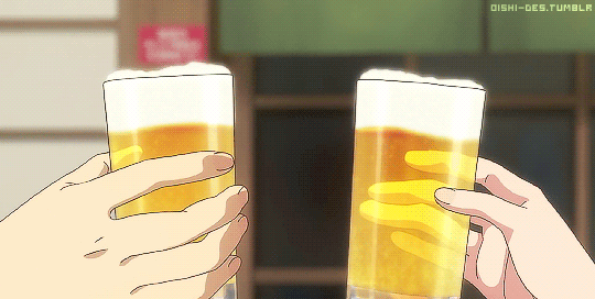 Holo joyfully drinks beer by imZigs on DeviantArt