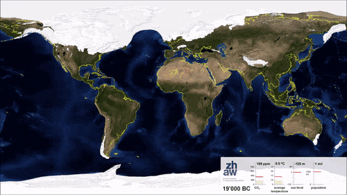 Animated world map from ice age to 3000 AD - Maps on the Web