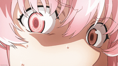 crazy eyes gasai yuno hair ribbon kca long hair mirai nikki pink eyes... ❤  liked on Polyvore featuring anime and manga | Mirai nikki, Yuno mirai  nikki, Yuno