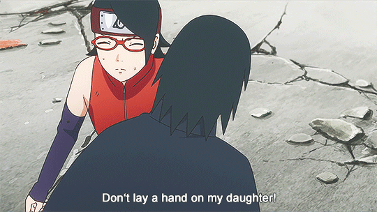 Like father, like daughter. The classic hand-on-hip Sasuke pose