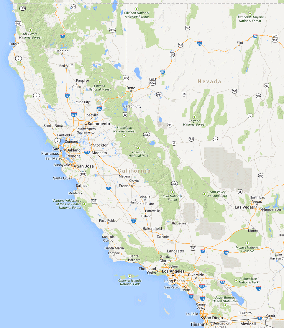 Map of California and Nevada Lights - Maps on the Web