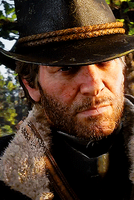 red and black, Arthur Morgan, rdr2, face only, intense, side vie 