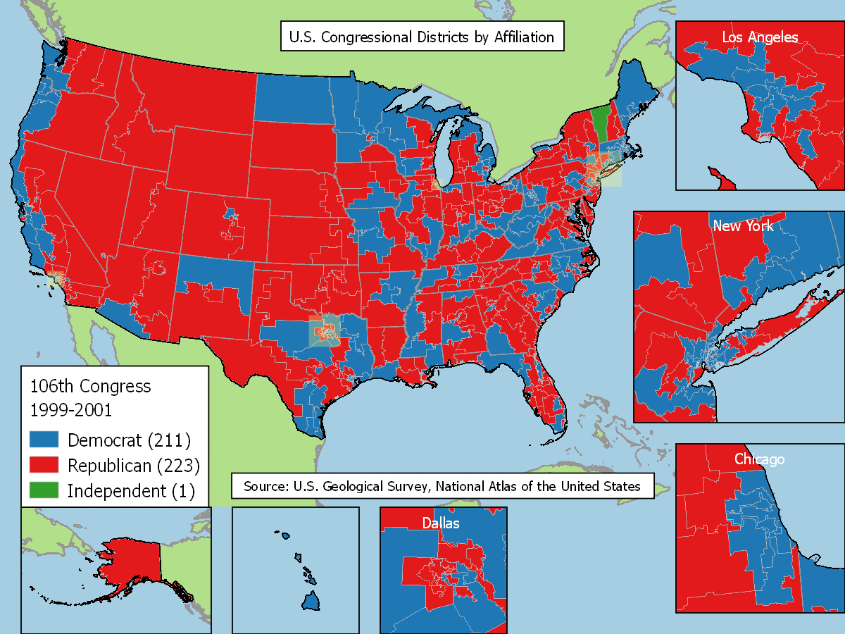 U.S. Congressional districts by affiliation,... Maps on the Web