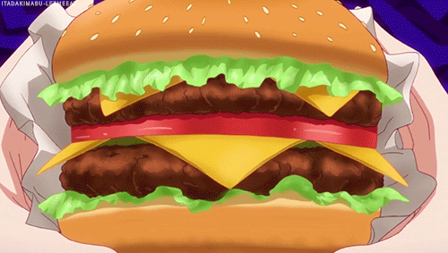 Anime Waifu Sitting on Burger v3 - Anime - Magnet | TeePublic