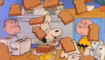 Snoopy has his ear is toasting in the toaster  Thanksgiving cartoon, Charlie  brown thanksgiving, Charlie brown