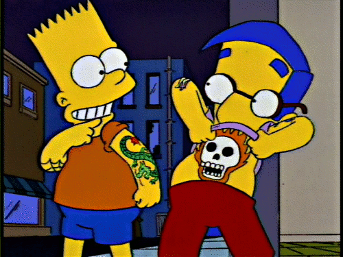 can we have a pool, dad? — Milhouse: Bart, I didn't want you to see me  cry.