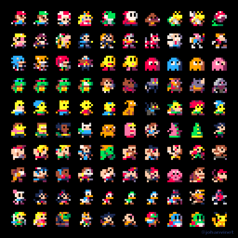8 bit characters grid
