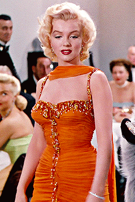 gentlemen prefer blondes orange gown