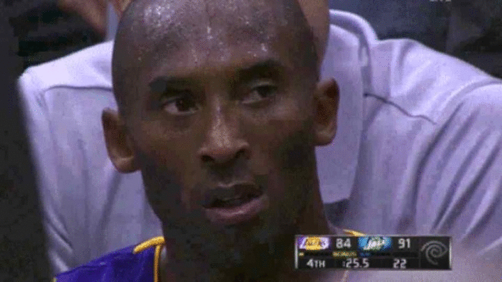 If looks could kill. Kobe’s death stare on Coach...